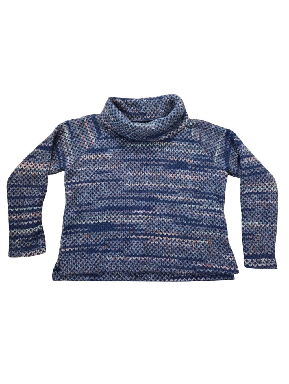 KUHL Rogue Cowl Neck Sweater Pullover Womens XL Wool Blend Boxy Fit Blue Granola